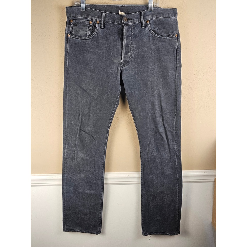 RRL Ralph Lauren Mens Slim Fit Heavyweight Bull Denim Jeans Black Charcoal 34x34